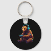 Bear Gaming Animal Video Games Funny Bear Sleutelhanger (Voorkant)