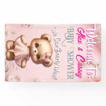 Bear Girl Baby Shower Banner
