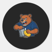 Bear Grating Cheese Funny  Ronde Sticker (Voorkant)