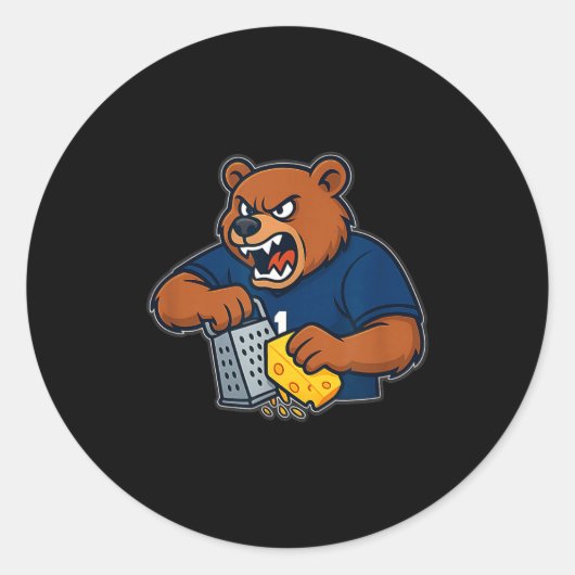 Bear Grating Cheese Funny  Ronde Sticker (Voorkant)