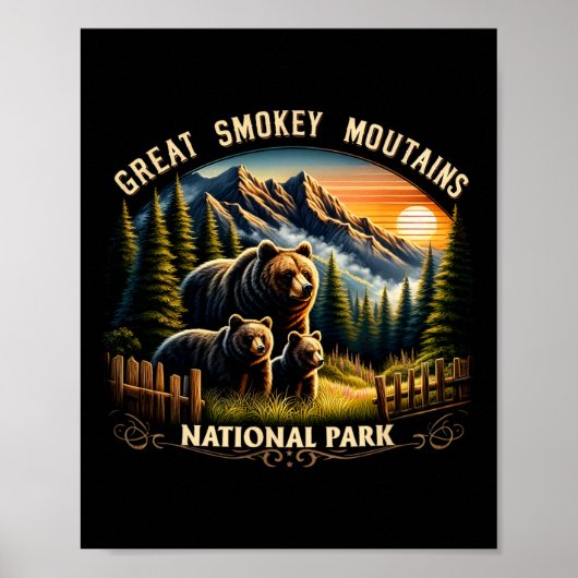 Bear Great Smokey Mountains National Park Black Be Poster (Voorkant)