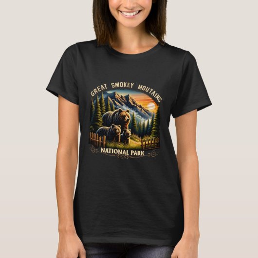 Bear Great Smokey Mountains National Park Black Be T-shirt (Voorkant)