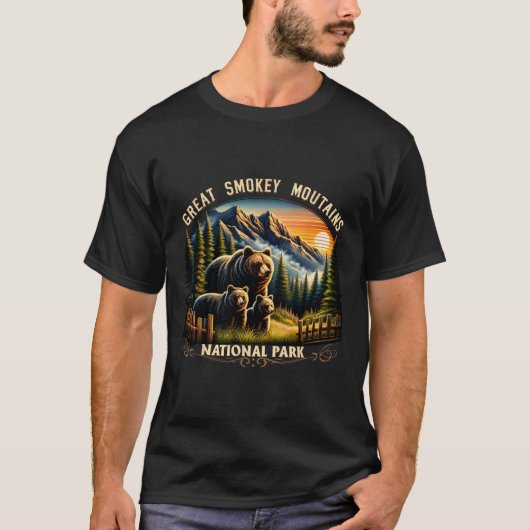 Bear Great Smokey Mountains National Park Black Be T-shirt (Voorkant)