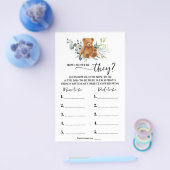 Bear Greenery How old were They Shower Game Card Flyer (Enkel)