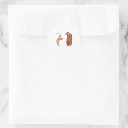 Bear Hands Oh Deer Funny Sayings Pun Gift  Ronde Sticker (Tas)