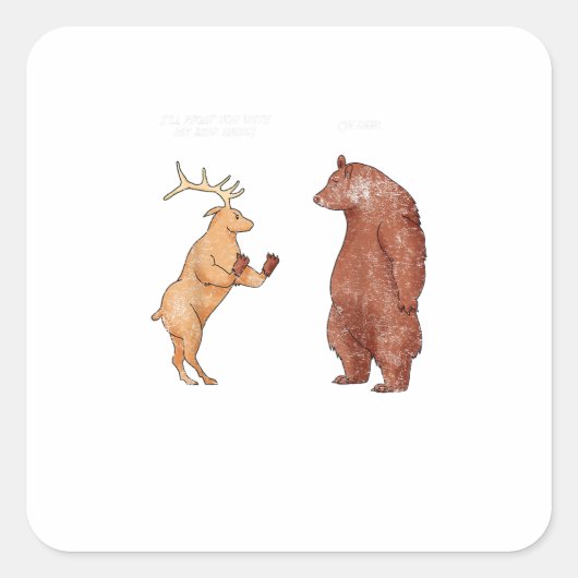 Bear Hands Oh Deer Funny Sayings Pun Gift  Vierkante Sticker (Voorkant)