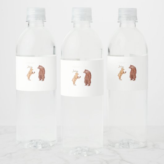 Bear Hands Oh Deer Funny Sayings Pun Gift Waterfles Etiket (Flessen)