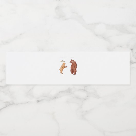 Bear Hands Oh Deer Funny Sayings Pun Gift  Waterfles Etiket (Enkel label)