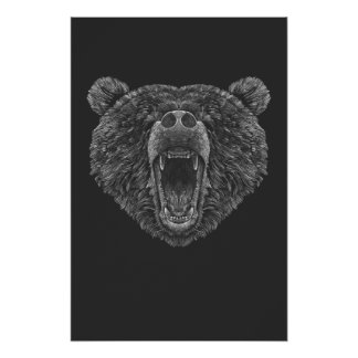 Bear head roaring perfect poster
