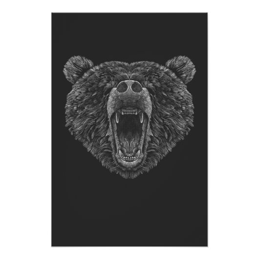 Bear head roaring perfect poster (Voorkant)