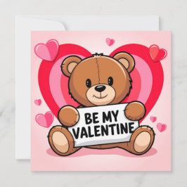 Bear hearts Be my Valentine Feestdagenkaart