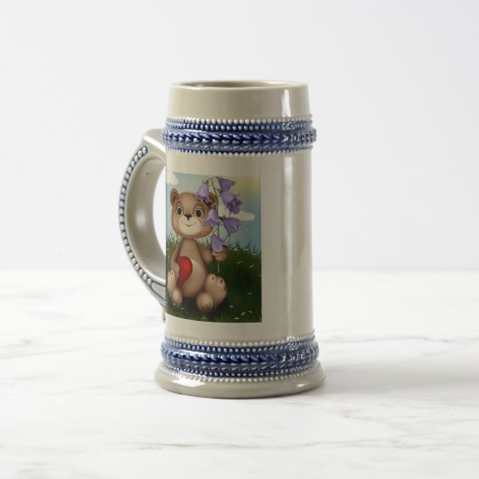 Bear Holding Bouquet Flower-30926 Bierpul (Voorkant links)