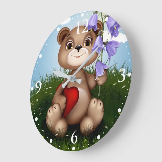 Bear Holding Bouquet Flower-30926 Grote Klok (Hoek)