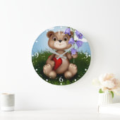 Bear Holding Bouquet Flower-30926 Grote Klok (Huis)