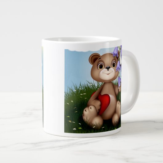 Bear Holding Bouquet Flower-30926 Grote Koffiekop (Voorkant rechts)