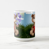 Bear Holding Bouquet Flower-30926 Magische Mok (Midden)