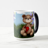 Bear Holding Bouquet Flower-30926 Magische Mok (Voorkant rechts)