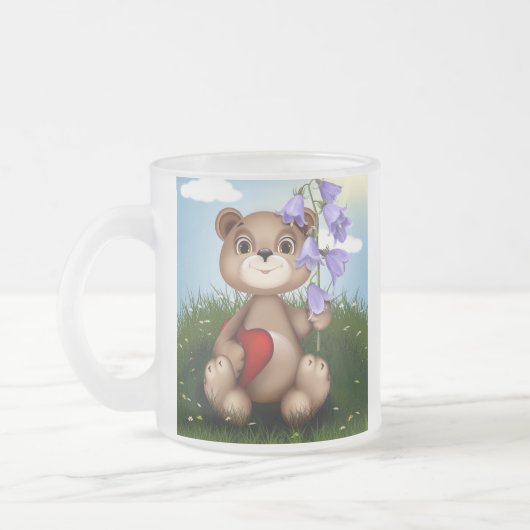 Bear Holding Bouquet Flower-30926 Matglas Koffiemok (Links)