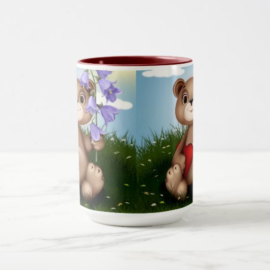 Bear Holding Bouquet Flower-30926 Mok (Midden)