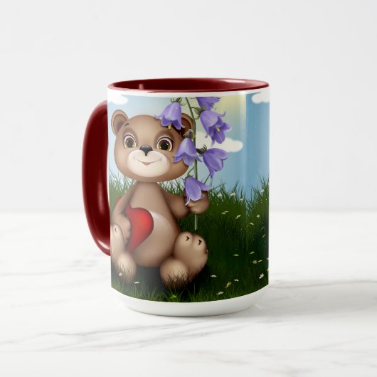 Bear Holding Bouquet Flower-30926 Mok (Voorkant links)