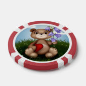 Bear Holding Bouquet Flower-30926 Poker Chips (Enkel)