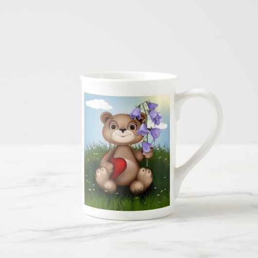 Bear Holding Bouquet Flower-30926 Porselein Kop (Rechts)