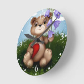 Bear Holding Bouquet Flower-30926 Ronde Klok (Hoek)