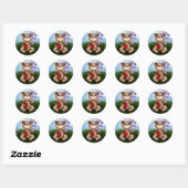 Bear Holding Bouquet Flower-30926 Ronde Sticker (Vel)