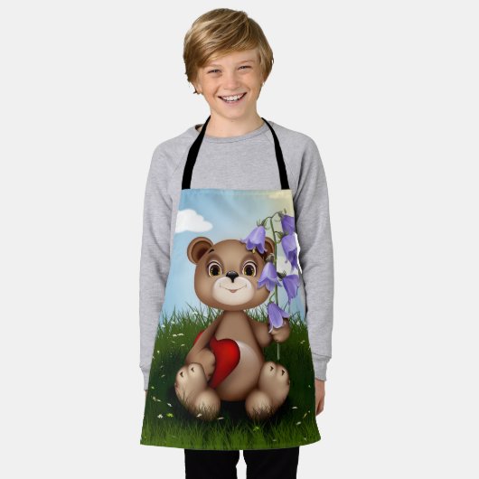 Bear Holding Bouquet Flower-30926 Schort (Gedragen)