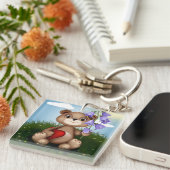 Bear Holding Bouquet Flower-30926 Sleutelhanger (Voorkant Rechts)