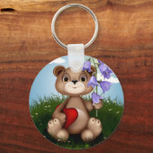 Bear Holding Bouquet Flower-30926 Sleutelhanger (Achterkant)