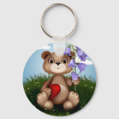 Bear Holding Bouquet Flower-30926 Sleutelhanger (Achterkant)