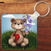 Bear Holding Bouquet Flower-30926 Sleutelhanger (Achterkant)