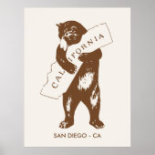 Bear Hugging California Map Custom City Poster (Voorkant)
