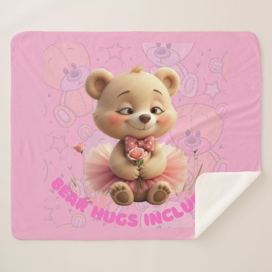 Bear Hugs Included – Sweet Tutu Bear  Sherpa Deken (Voorkant (horizontaal))