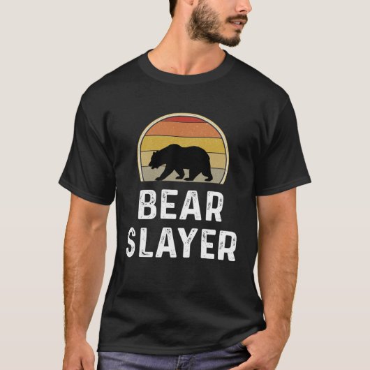 Bear Hunter Bear Slayer Hunting Retro T-shirt (Voorkant)