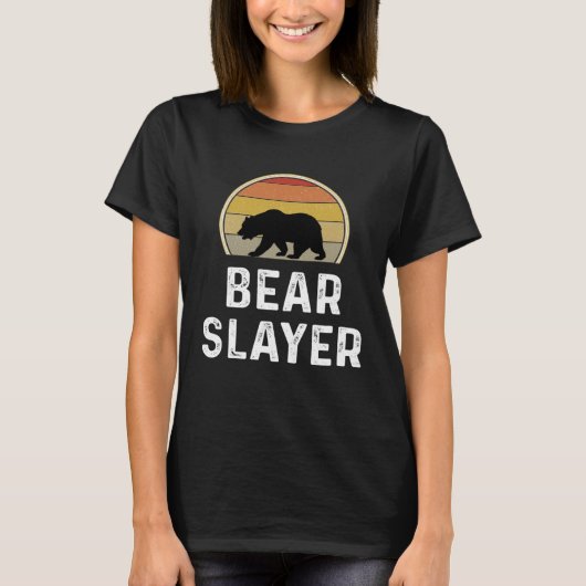 Bear Hunter Bear Slayer Hunting Retro T-shirt (Voorkant)