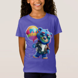 Bear in a Leather Jacket, Happy Birthday, by Nata T-shirt