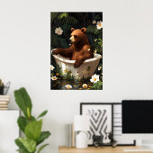 Bear In Bathtub Poster, Funny Animal Poster, Bear Poster (Thuiskantoor)