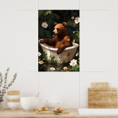 Bear In Bathtub Poster, Funny Animal Poster, Bear Poster (Keuken)