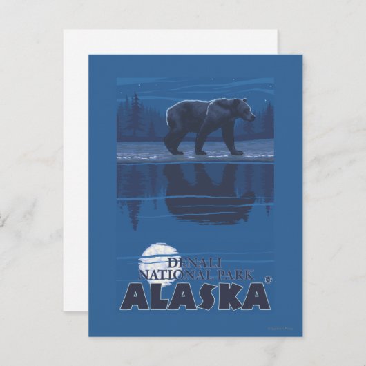 Bear in Moonlight - Denali National Park, Alaska Briefkaart (Voorkant / Achterkant)