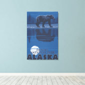 Bear in Moonlight - Denali National Park, Alaska Canvas Afdruk (Insitu (Houten vloer))