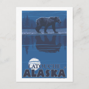 Bear in Moonlight - Latouche, Alaska Briefkaart