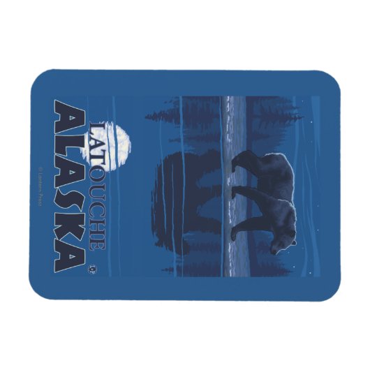 Bear in Moonlight - Latouche, Alaska Magneet (Horizontaal)