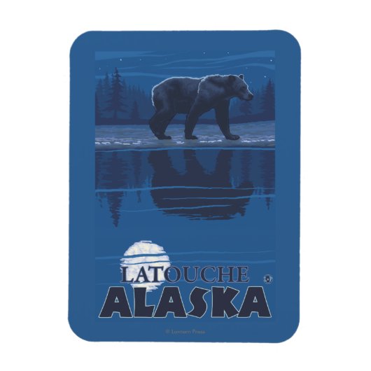 Bear in Moonlight - Latouche, Alaska Magneet (Verticaal)