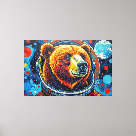 BEAR IN SPACE-4 CANVAS AFDRUK (Voorkant)