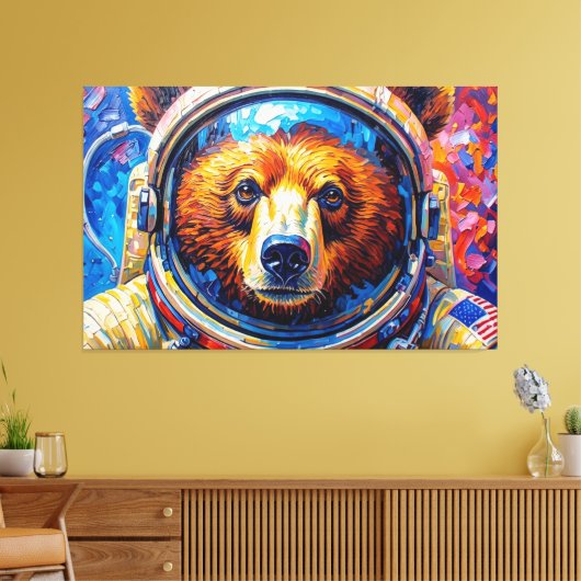 BEAR IN SPACE-6 CANVAS AFDRUK (Insitu (Woonkamer))