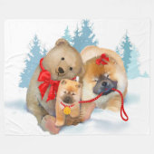 BEAR-ING GIFTS Chow & Bear fleece deken - 3 maten (Voorkant (Horizontaal))