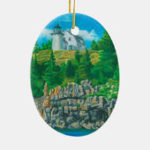 Bear Island Light-schildering Keramisch Ornament (Achterkant)