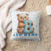 Bear & Letter B – Blue Clouds Baby Pillow Kussen (Deken)